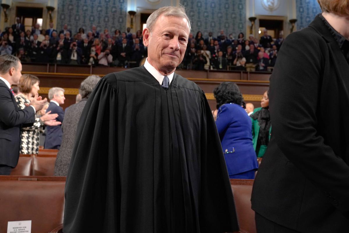  Chief Justice of the U.S. Supreme Court, John Roberts, attends the State of the Union address on Feb. 7, 2023, in the House Chamber of the U.S. Capitol. (Jacquelyn Martin/Pool/Getty Images)