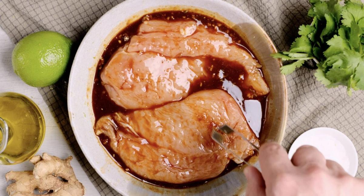 Marinate chicken for 2-3 hours, up to overnight. (Courtesy of Amy Dong)