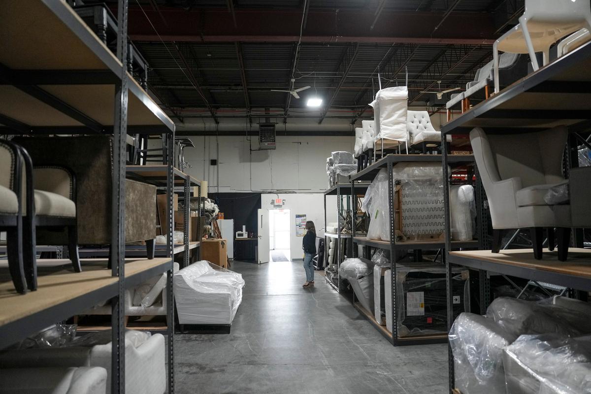 Laurie Flemming stands in the warehouse of her home staging company Fix Design Haus in Plymouth, Minnesota, on June 5, 2023. (Renée Jones Schneider/Minneapolis Star Tribune/TNS)