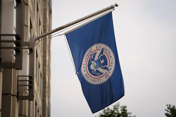  Department of Homeland Security flag at the U.S. Immigration and Customs Enforcement building in Washington on June 28, 2023. (Madalina Vasiliu/The Epoch Times)