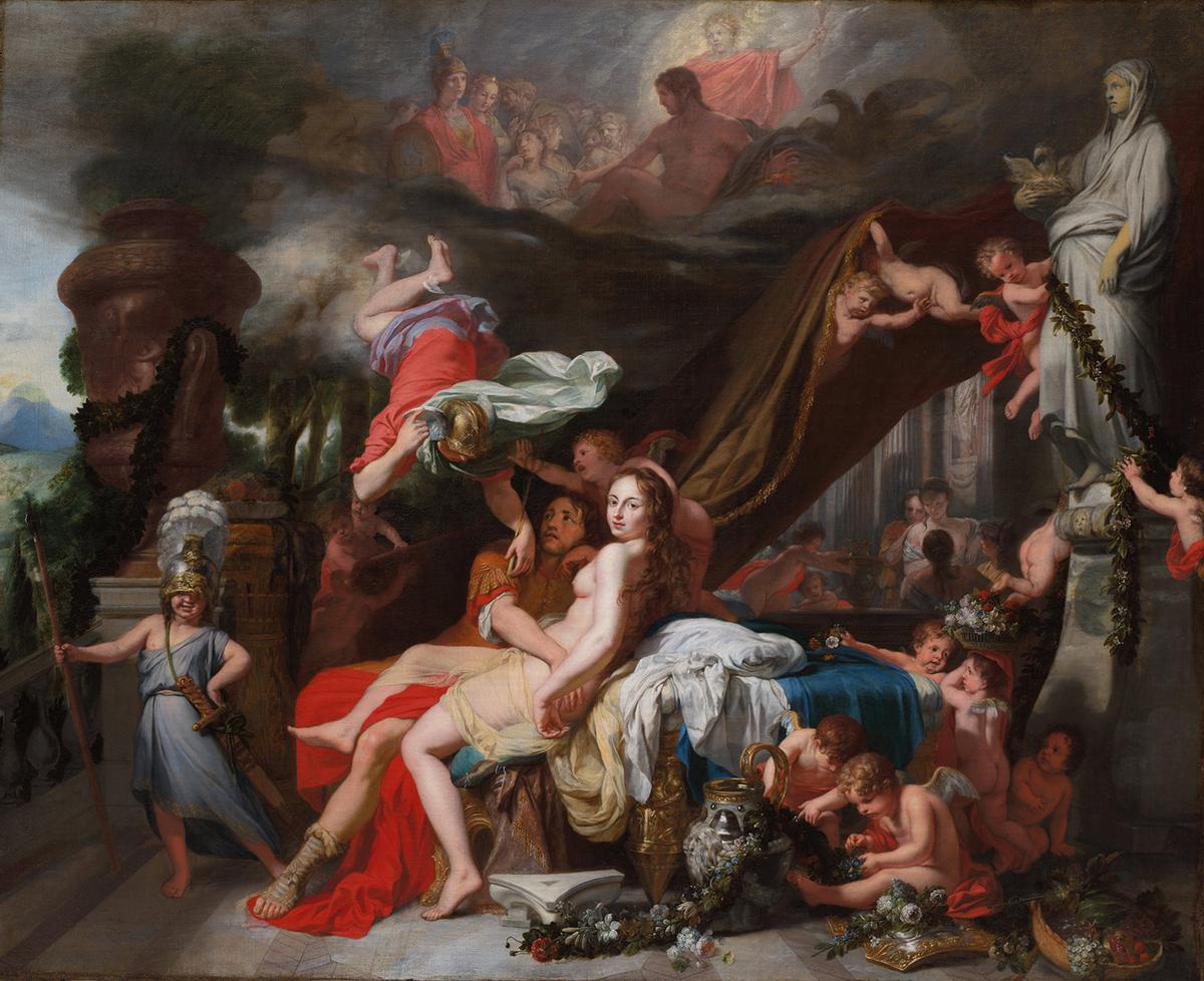 Despite Calypso’s beauty, immortality, and luxury, Odysseus longed for his wife, so the Olympian gods finally allowed his freedom. "Hermes Ordering Calypso to Release Odysseus," 1665, by Gerard de Lairesse. Oil on canvas. Cleveland Museum of Art. (Public Domain)