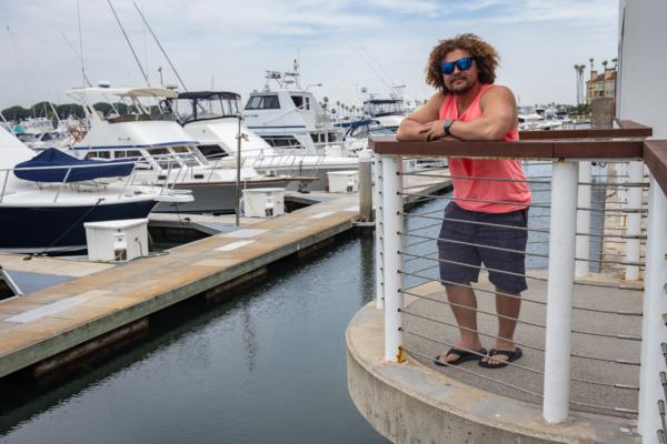Fishing-charter boat captain Nolan Woody of Full Spectrum Sport Fishing Inc. in Huntington Beach, Calif., on July 31, 2023. (John Fredrick/The Epoch Times)