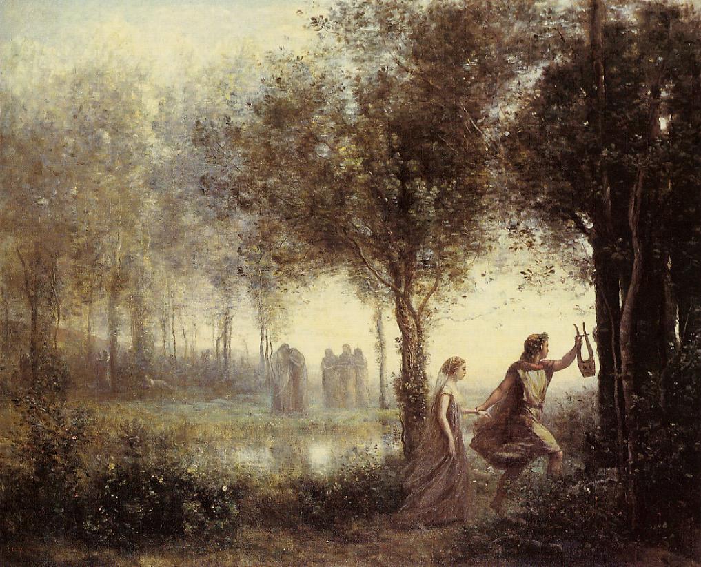 "Orpheus Leads Eurydice From the Underworld," 1861, by Camille Corot. (Public Domain)