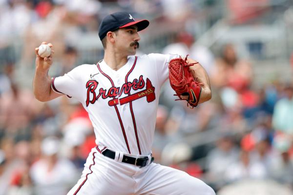 Atlanta Braves starting pitcher Spencer Strider delivers during the first inning of a baseball game against the Miami Marlins in Atlanta on July 2, 2023. (Alex Slitz/AP Photo)