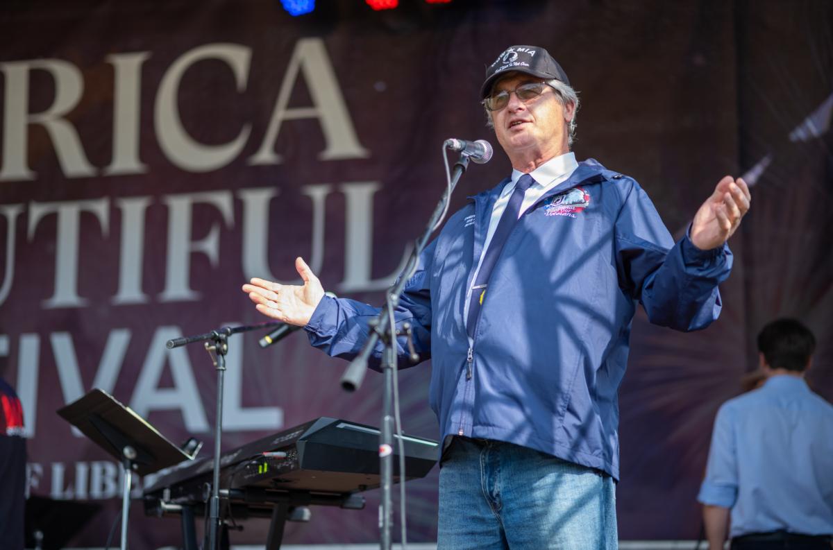 New York State Assemblyman Chris Eachus at America The Beautiful Festival in Deerpark, N.Y., on July 2, 2023. (Mark Zou/The Epoch Times)