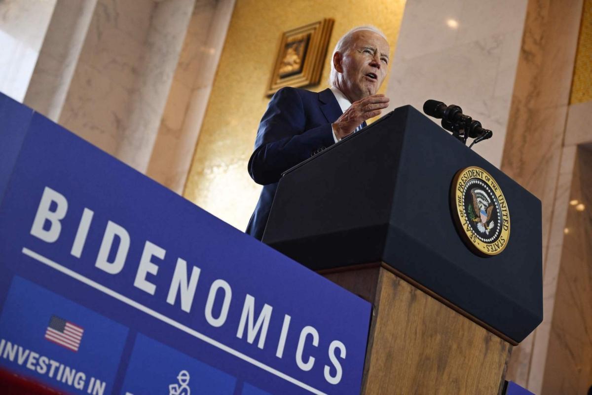 President Joe Biden speaks about the economy at The Old Post Office in Chicago on June 28, 2023. (Andrew Caballero-Reynolds/AFP via Getty Images)