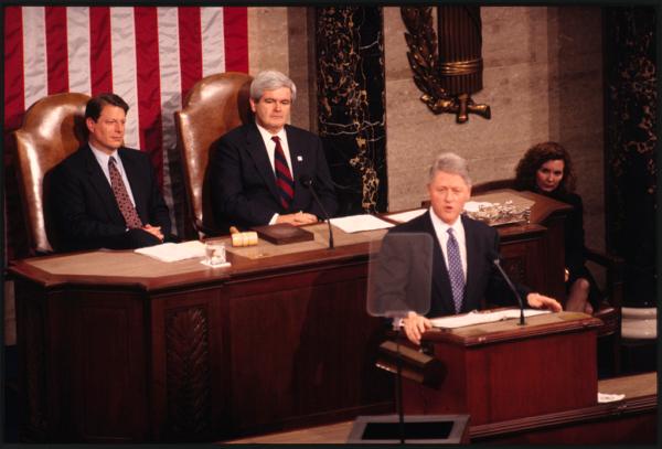 Newt Gingrich as Speaker during the 1995 State of the Union Address. (Public Domain)