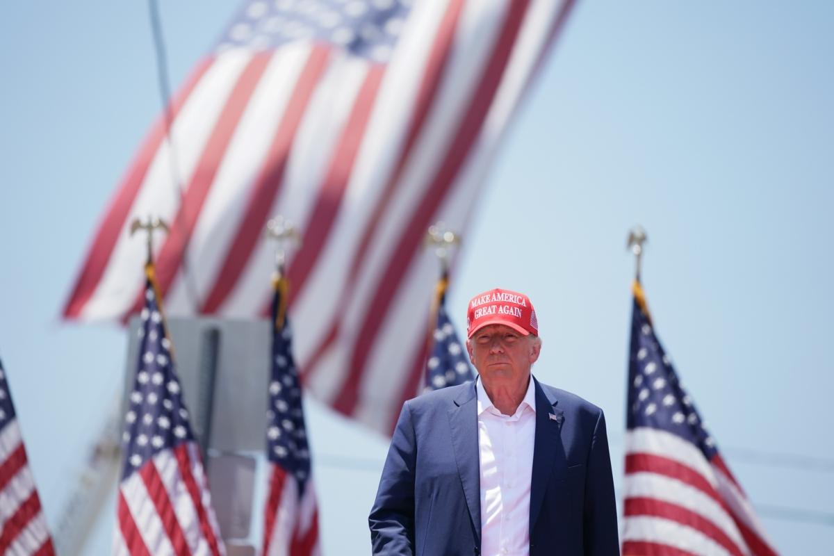 Former President Donald Trump arrives at a campaign event in Pickens, S.C., on July 1, 2023. (Sean Rayford/Getty Images)