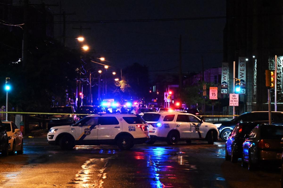 Police work the scene of a shooting in Philadelphia on July 3, 2023. (Drew Hallowell/Getty Images)