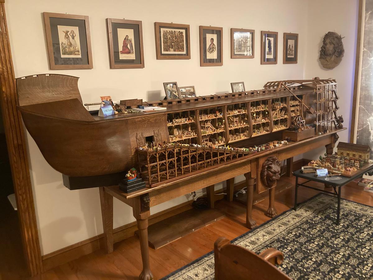 A replica Noah's Ark built to 1:40 scale sits in the office of Mackie Jenkins, 65, in Warrenton, Virginia. (Courtesy of <a href="https://www.instagram.com/hiskidscompany/">Megan Jenkins</a>)