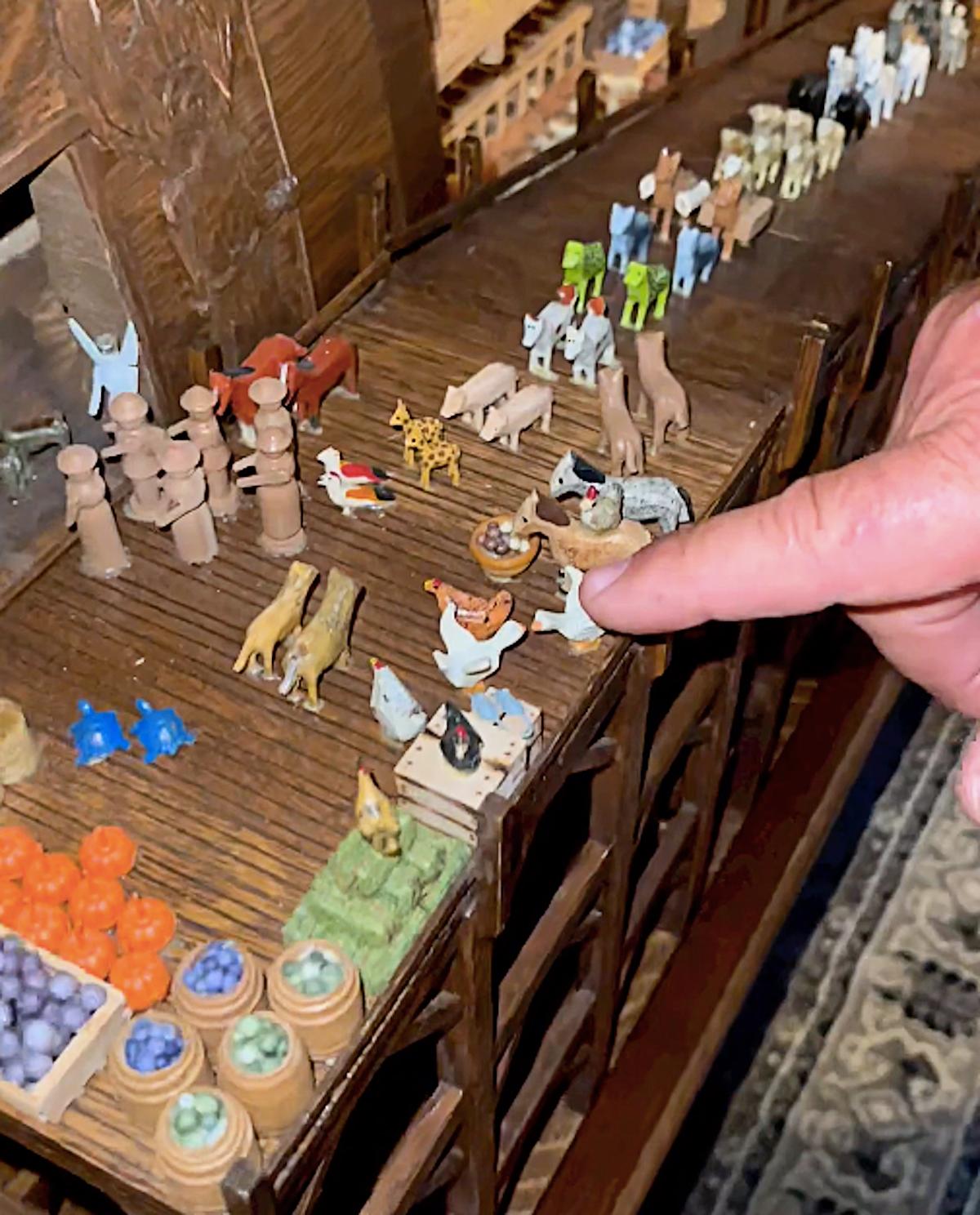 Replica animals made of wood are shown being filed into the Ark two by two. (Courtesy of <a href="https://www.instagram.com/hiskidscompany/">Megan Jenkins</a>)