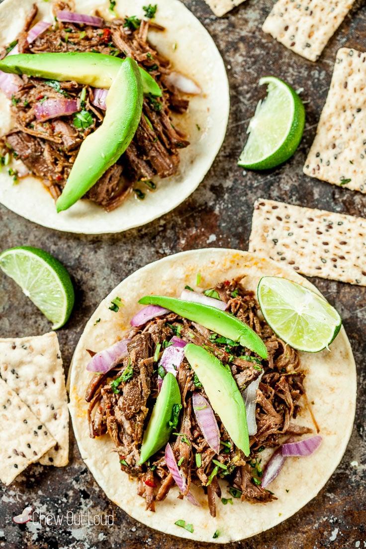 Serve beef barbacoa over rice, noodles, tortillas, or with chips. (Courtesy of Amy Dong)