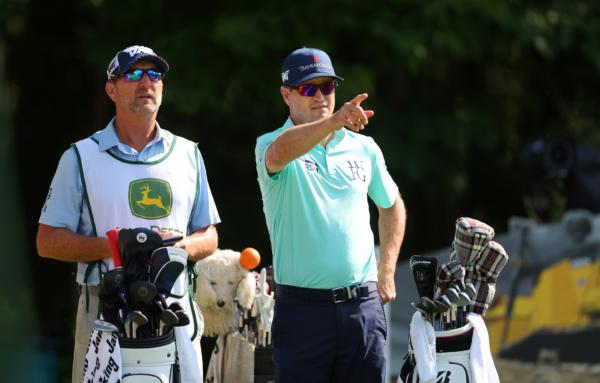 Zach Johnson of the United States waits to play his shot from the 16th tee during the first round of the John Deere Classic at TPC Deere Run in Silvis, Illinois, on July 6, 2023. (Michael Reaves/Getty Images)