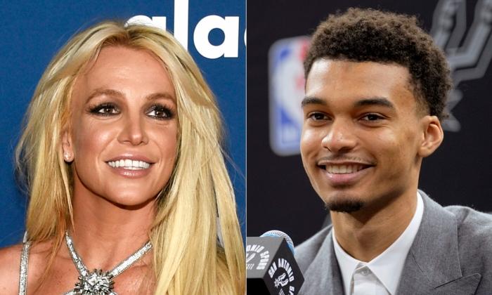 Video Shows Britney Spears Inadvertently Hit Herself in the Face in Encounter With Victor Wembanyama