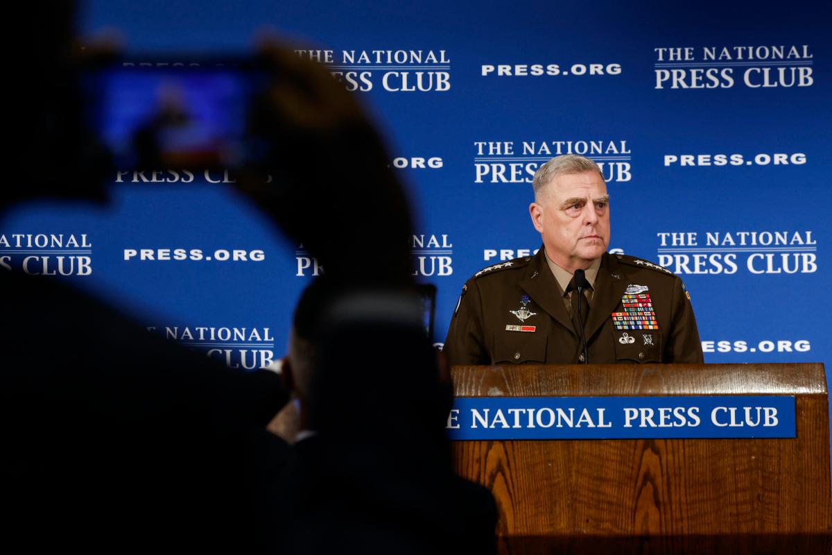 Joint Chiefs of Staff Chairman General Mark Milley speaks during the Headliners Luncheon at the National Press Club in Washington on June 30, 2023. (Anna Moneymaker/Getty Images)