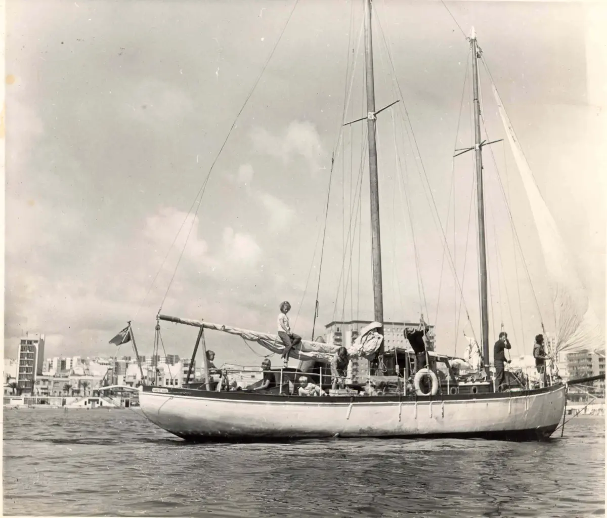The Robertson family on their yacht named Lucette. (Courtesy of The Robertson Family Archive)