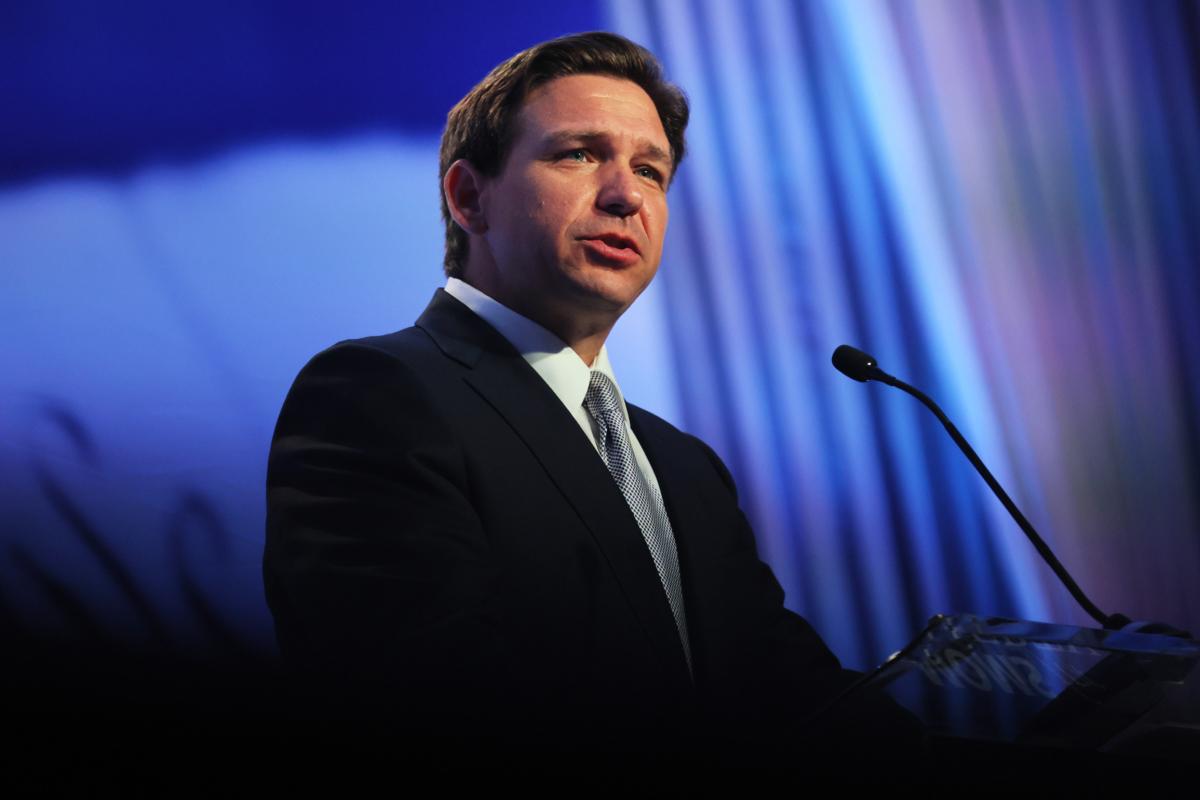 Republican presidential candidate Florida Gov. Ron DeSantis speaks during the Moms for Liberty Joyful Warriors national summit at the Philadelphia Marriott Downtown in Philadelphia on June 30, 2023. (Michael M. Santiago/Getty Images)