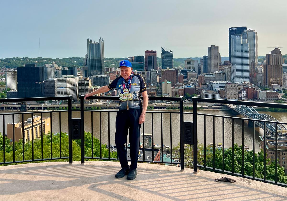 Mr. Eckenrode in Pittsburgh after the 2022 games. (Courtesy of Susan Rendulic via <a href="https://nsga.com/">National Senior Games</a>)