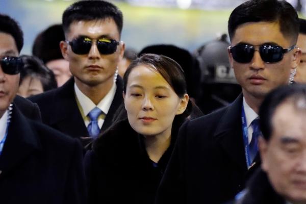 Kim Yo Jong (C), North Korean leader Kim Jong Un's younger sister, arrives at the Jinbu train station in Pyeongchang, South Korea, on Feb. 9, 2018. (Lee Jin-man/AP Photo)
