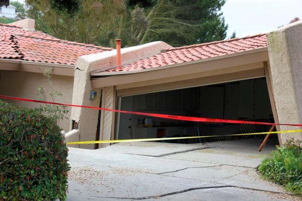 A house in Rolling Hills Estates is severely damaged after a landslide on the Palos Verdes Peninsula in Los Angeles County, Calif., on July 9, 2023. (Michael Hixon/The Orange County Register via AP)