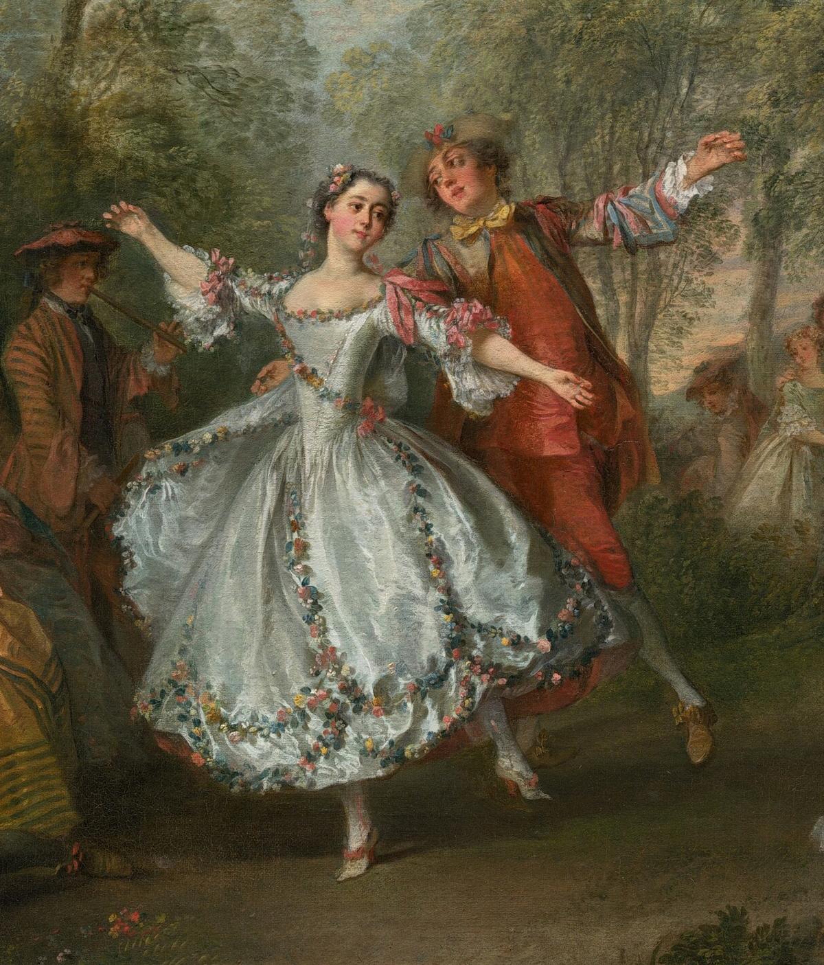 Detail of dancers in "La Camargo Dancing," circa 1730, by Nicolas Lancret. (Public Domain)