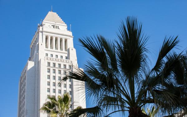 The City Hall in Los Angeles on Jan 27, 2023. (John Fredricks/The Epoch Times)