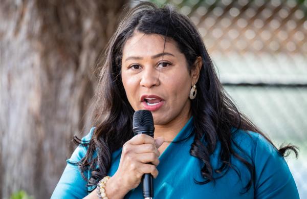 San Francisco Mayor London Breed attends an event held by Sen. Scott Weiner in San Francisco on Oct. 23, 2022. (John Fredricks/The Epoch Times)