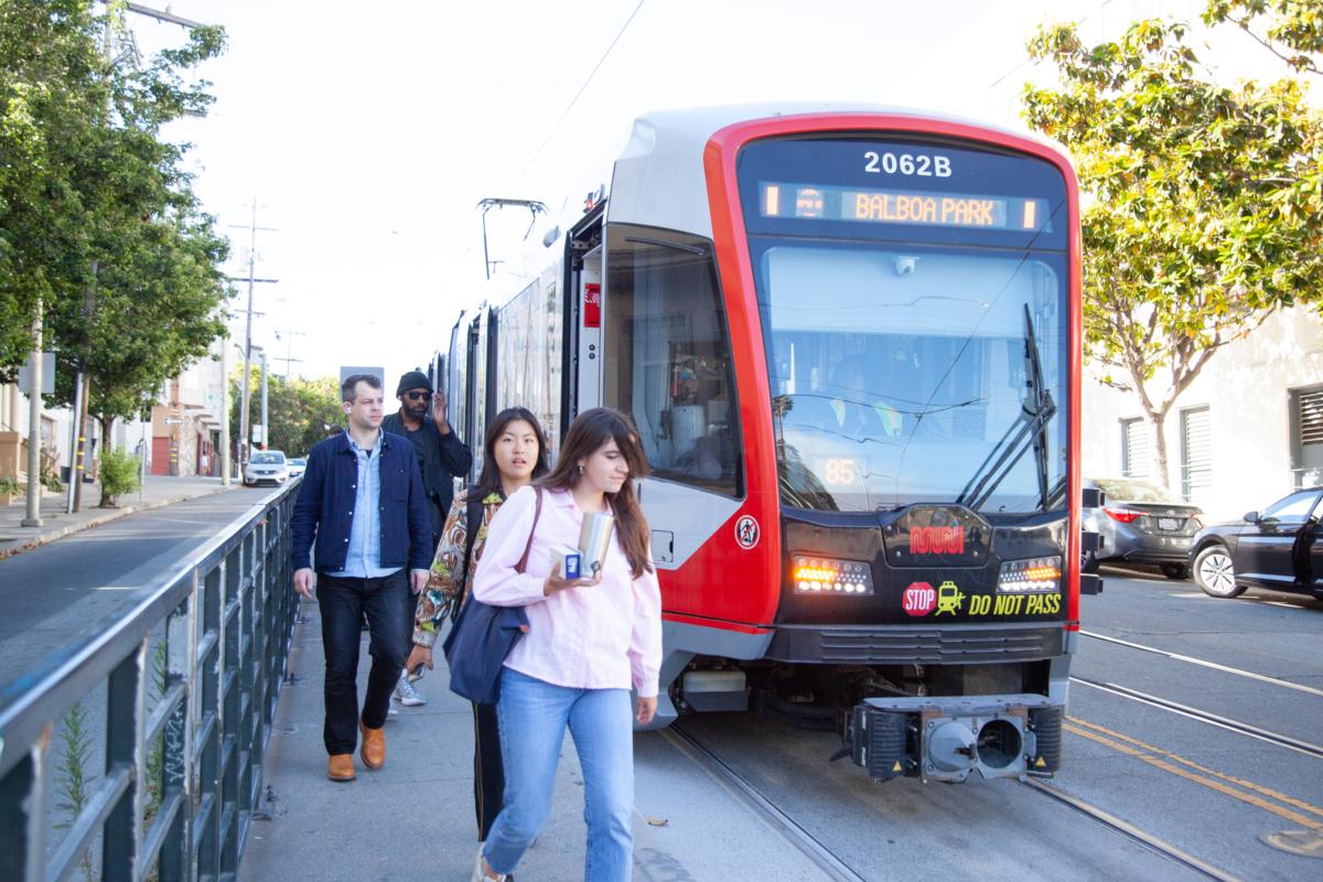Passengers getting off the J Train at Dolores Park at 18th and Church Street in San Francisco on July 10, 2023 (Lear Zhou/The Epoch Times)