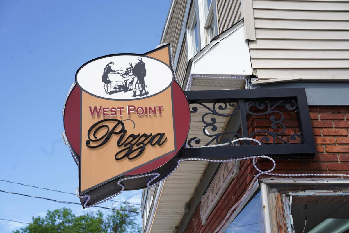 West Point Pizza on Main Street in Highland FallsFall, N.Y., on July 10, 2023. (Cara Ding/The Epoch Times)