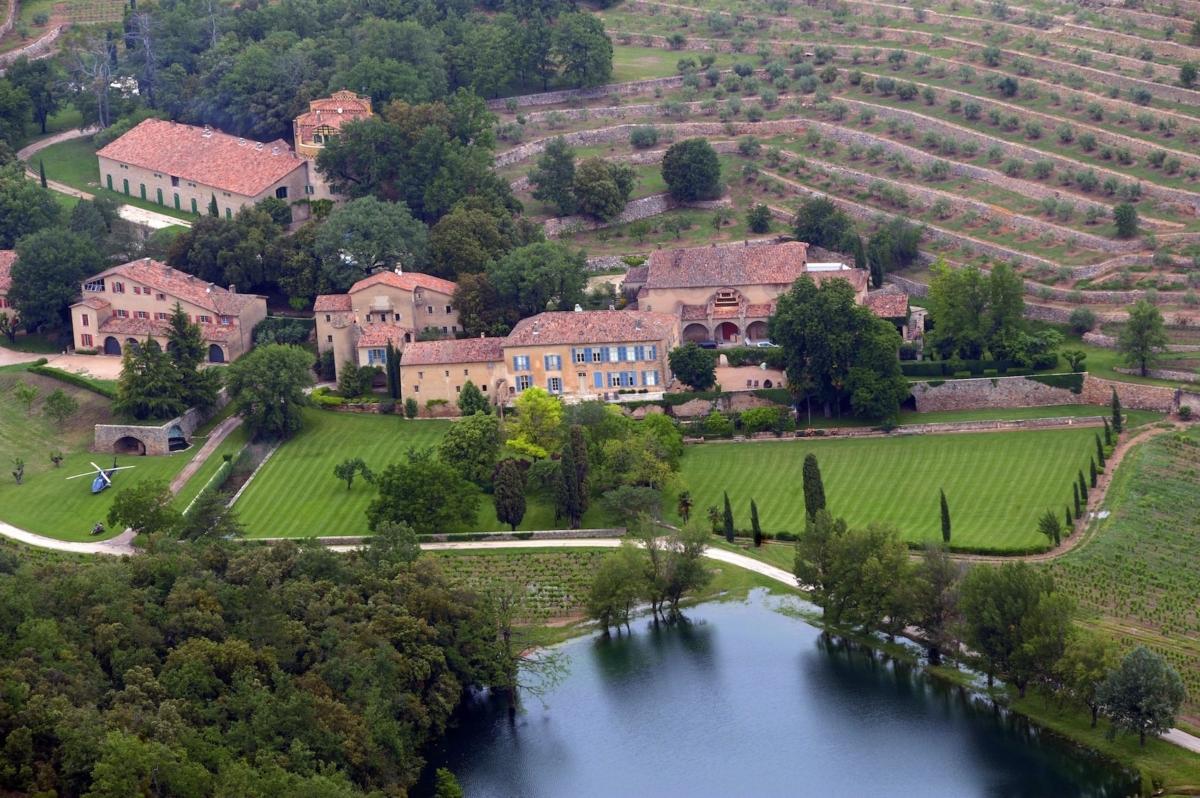 An aerial view vineyard estate Chateau Miraval in Le Val, southeastern France which was once home to U.S. actors Brad Pitt and Angelina Jolie. (Michel Gangne/AFP via Getty Images)