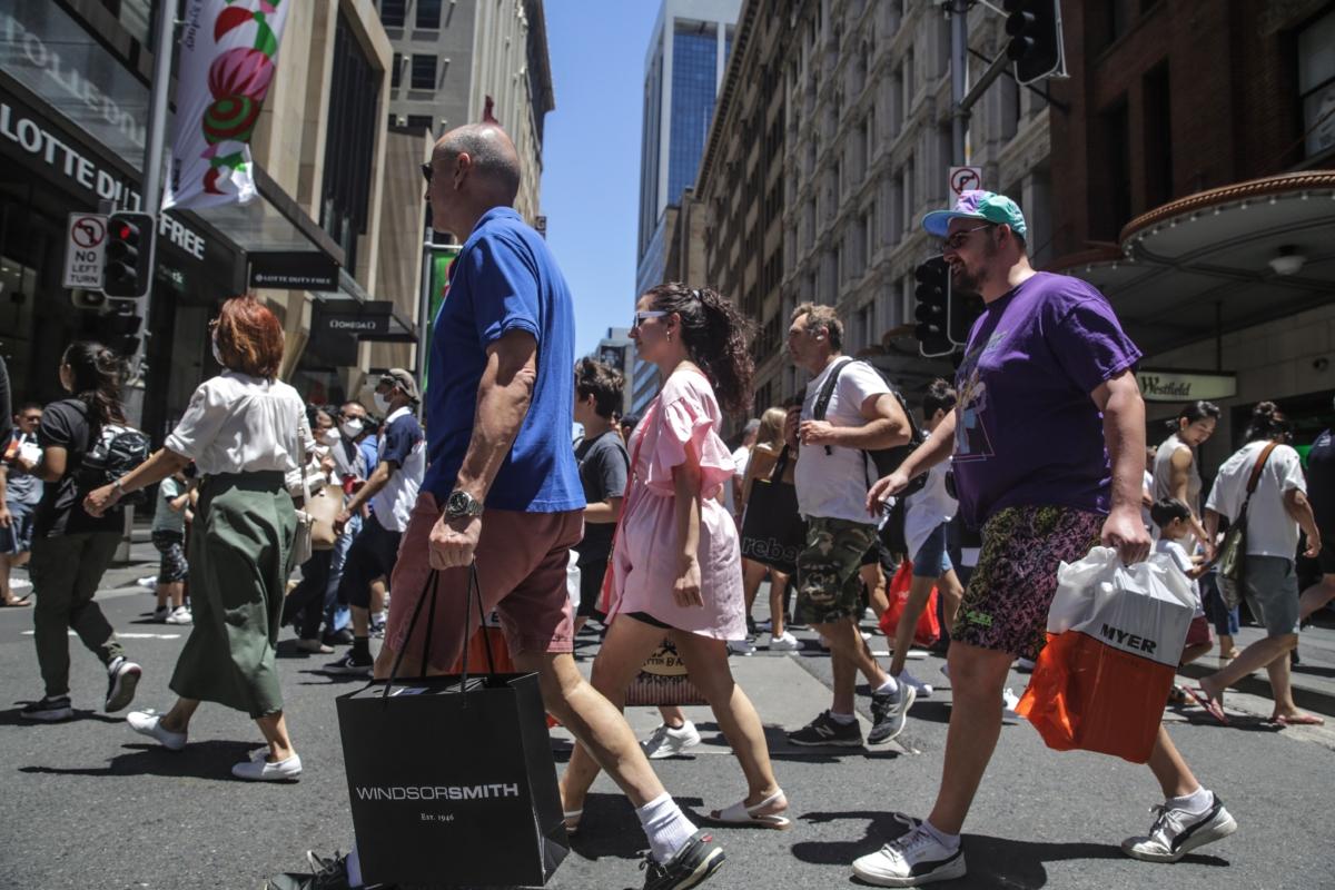 Shoppers flock to Pitt Street Mall in Sydney, Australia, on Dec. 26, 2022. (Roni Bintang/Getty Images)