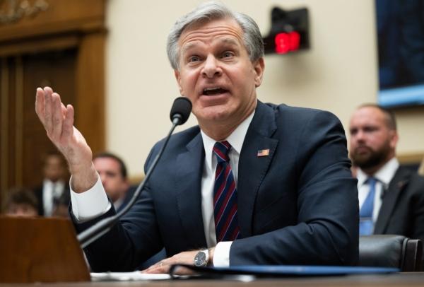 FBI Director Christopher Wray testifies before the House Judiciary Committee during a hearing on "Oversight of the Federal Bureau of Investigation," on Capitol Hill in Washington on July 12, 2023. (Saul Loeb/AFP via Getty Images)