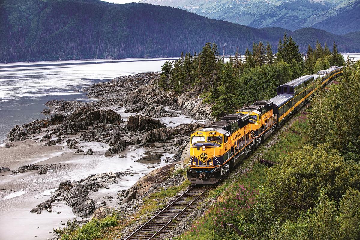 The Coastal Classic Train travels between Anchorage and Seward, Alaska. (Courtesy of Alaska Railroad)