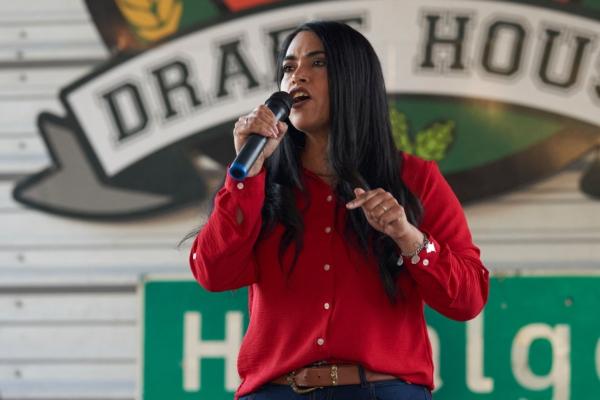 Former Rep. Mayra Flores (R-Texas), here campaigning in October 2022, is seeking a 2024 rematch with Rep. Vicente Gonzalez (D-Texas), who narrowly edged her out of office in the midterms. (Allison Dinner/AFP via Getty Images)