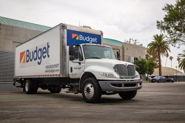 A large rental truck in Pomona, Calif., on Aug. 31, 2021. (John Fredricks/The Epoch Times)