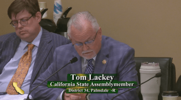 Tom Lackey, R-Palmdale, speaks during a committee hearing in Sacramento on July 11, 2023. (California State Assembly/Screenshot via The Epoch Times)