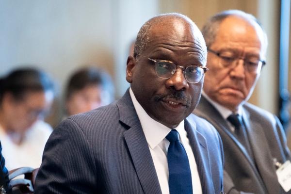 Frederick Davie, vice chair of the U.S. Commission for International Religious Freedom and strategic adviser to the president at Union Theological Seminary in  New York, speaks during an interfaith roundtable on the Chinese Communist Party's threat to religious freedom in Washington on July 12, 2023. (Madalina Vasiliu/The Epoch Times)