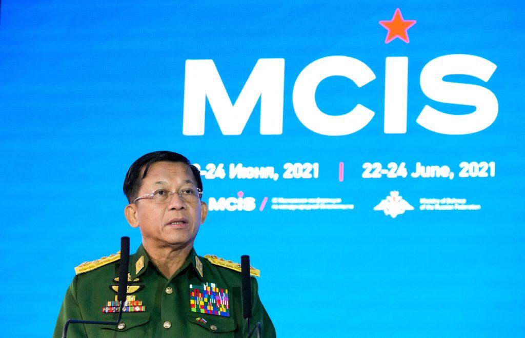 Commander-in-Chief of Burma's armed forces, Senior General Min Aung Hlaing, attends the IX Moscow conference on International Security in Moscow, on June 23, 2021. (Alexander Zemlianichenko/AFP via Getty Images)