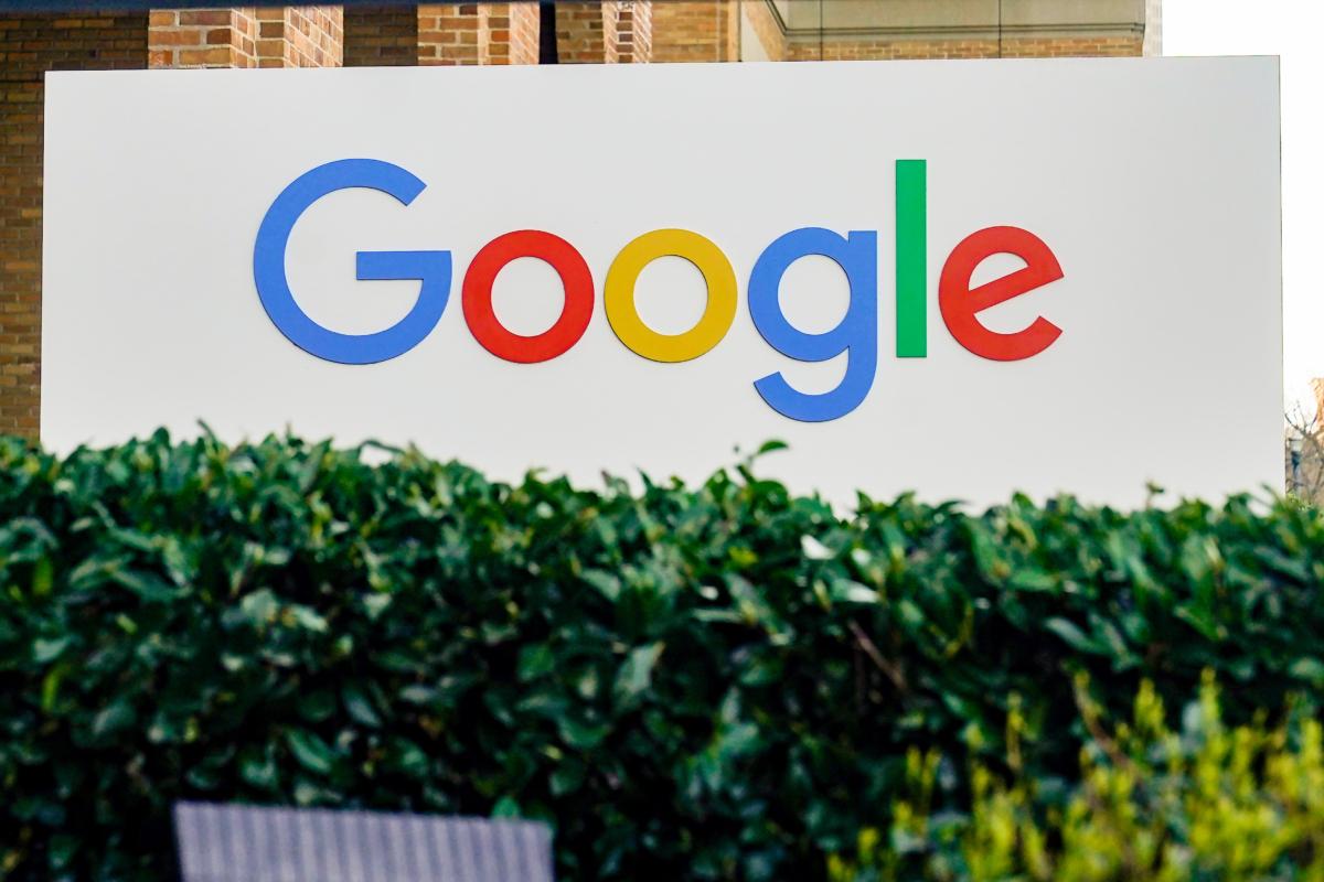 A Google sign at the company's office in San Francisco on April 12, 2023. (Jeff Chiu/AP Photo)