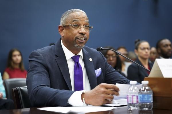 Hannibal "Mike" Ware, Inspector General of the U.S. Small Business Administration (SBA), testifies before the House Committee on Small Business in Washington on July 13, 2023.(Madalina Vasiliu/The Epoch Times)