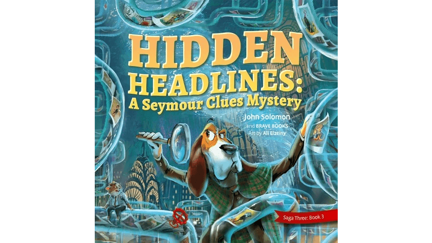 Book cover for "Hidden Headlines: A Seymour Clues Mystery" by John Solomon.