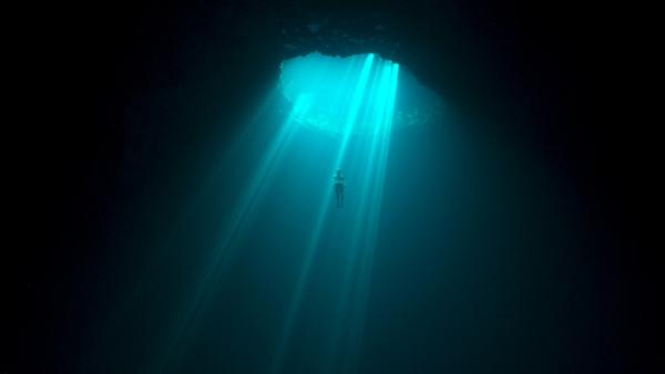 The Mecca of global dive locations: the “Blue Hole,” in "The Deepest Breath." (Netflix)