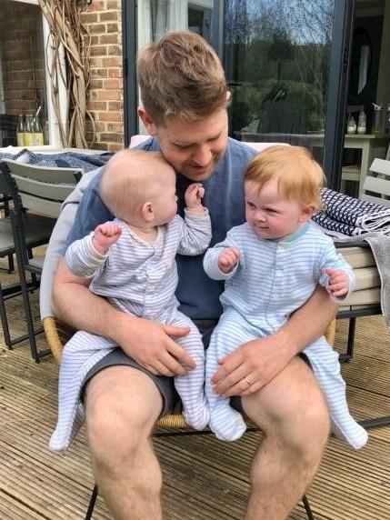 Nick Keenan with his twin daughters, Sophia and Rose. (SWNS)