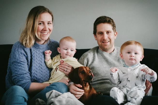 Mr. and Ms. Keenan with their twins, Sophia and Rose, and their dog, Poppy. (SWNS)