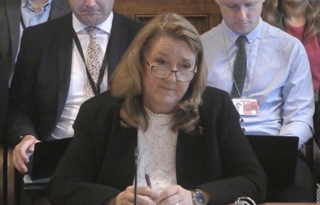 Safeguarding minister Sarah Dines facing questions on the Home Office's response to modern slavery in the UK, on July 19, 2023. (Parliament TV/Screenshot via The Epoch Times)