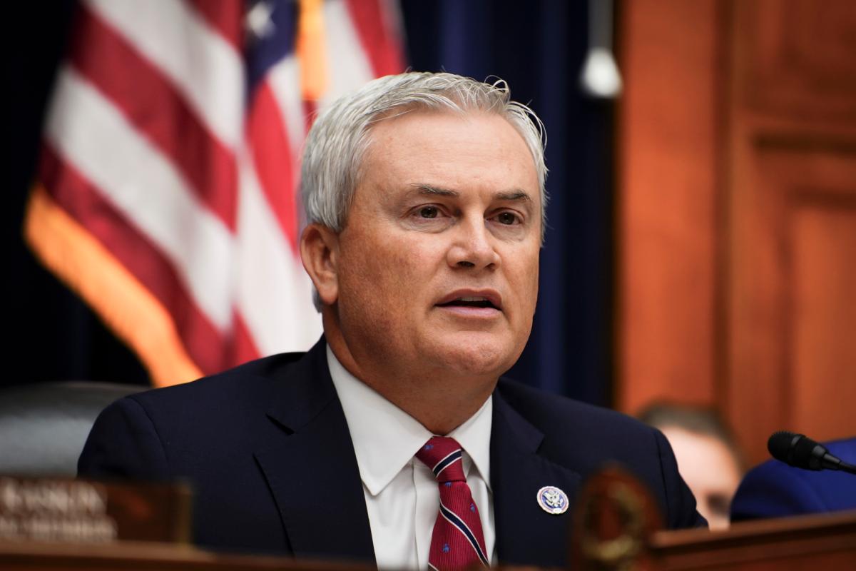 Chairman of the Committee on Oversight and Accountability Rep. James Comer (R-Ky.) speaks during a hearing with IRS whistleblowers about the Biden Criminal Investigation at the U.S. Congress in Washington, on July 19, 2023. (Madalina Vasiliu/The Epoch Times)