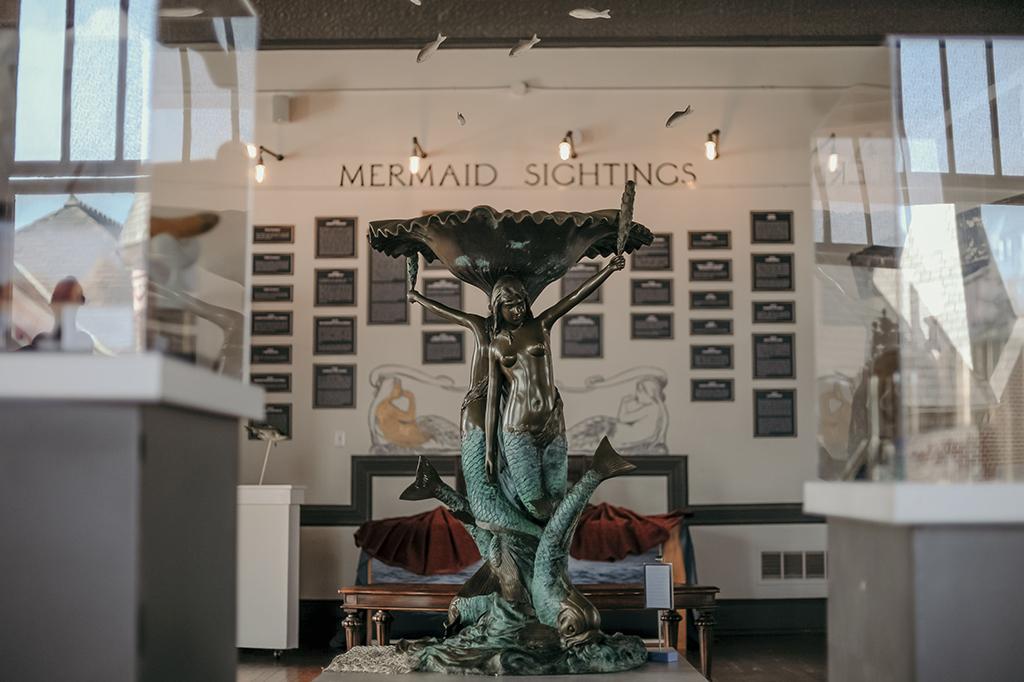 Mystified by mermaids? Learn about the lore at the Mermaid Museum where they have paintings, a timeline of mermaid sightings, and even oddities such as a mermaid-shaped Cheeto. (Courtesy of Alyssa Maloof)