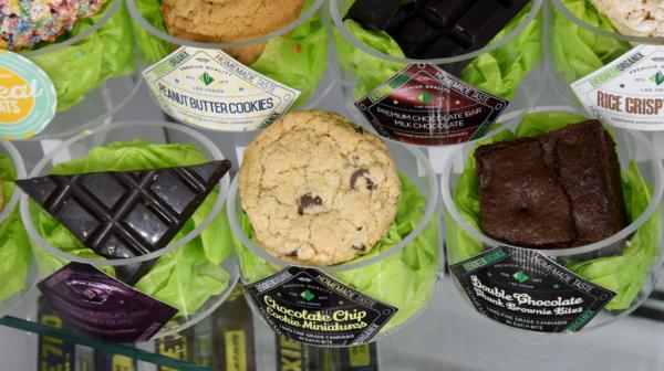 Edible cannabis products are displayed at Essence Vegas Cannabis Dispensary before the midnight start of recreational marijuana sales in Las Vegas, Nev., on June 30, 2017. (Ethan Miller/Getty Images)