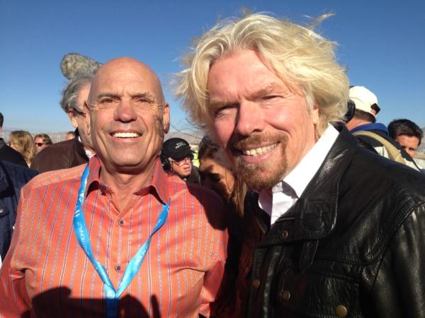 Ken Baxter (L) and spaceflight company Virgin Galactic founder Richard Branson. (Courtesy of Ken Baxter)
