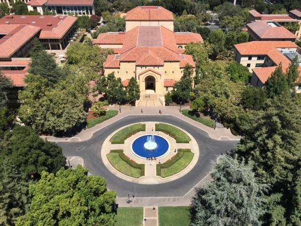 An elevated view of the Stanford University campus from the Hoover Tower in Stanford, Calif., on Aug. 17, 2019. (Joyce Kuo/The Epoch Times)